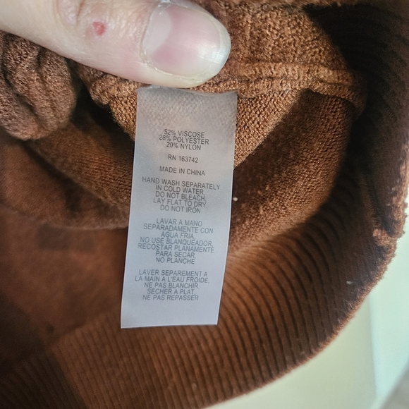 Sioni Brown Quarter-Zip Pullover Sweater Women’s Large Gold Zipper V-Neck Fall - Picture 5 of 5